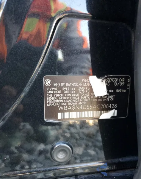 2010 BMW 550 Gt from USA, damaged, VIN WBASN4C55AC208428